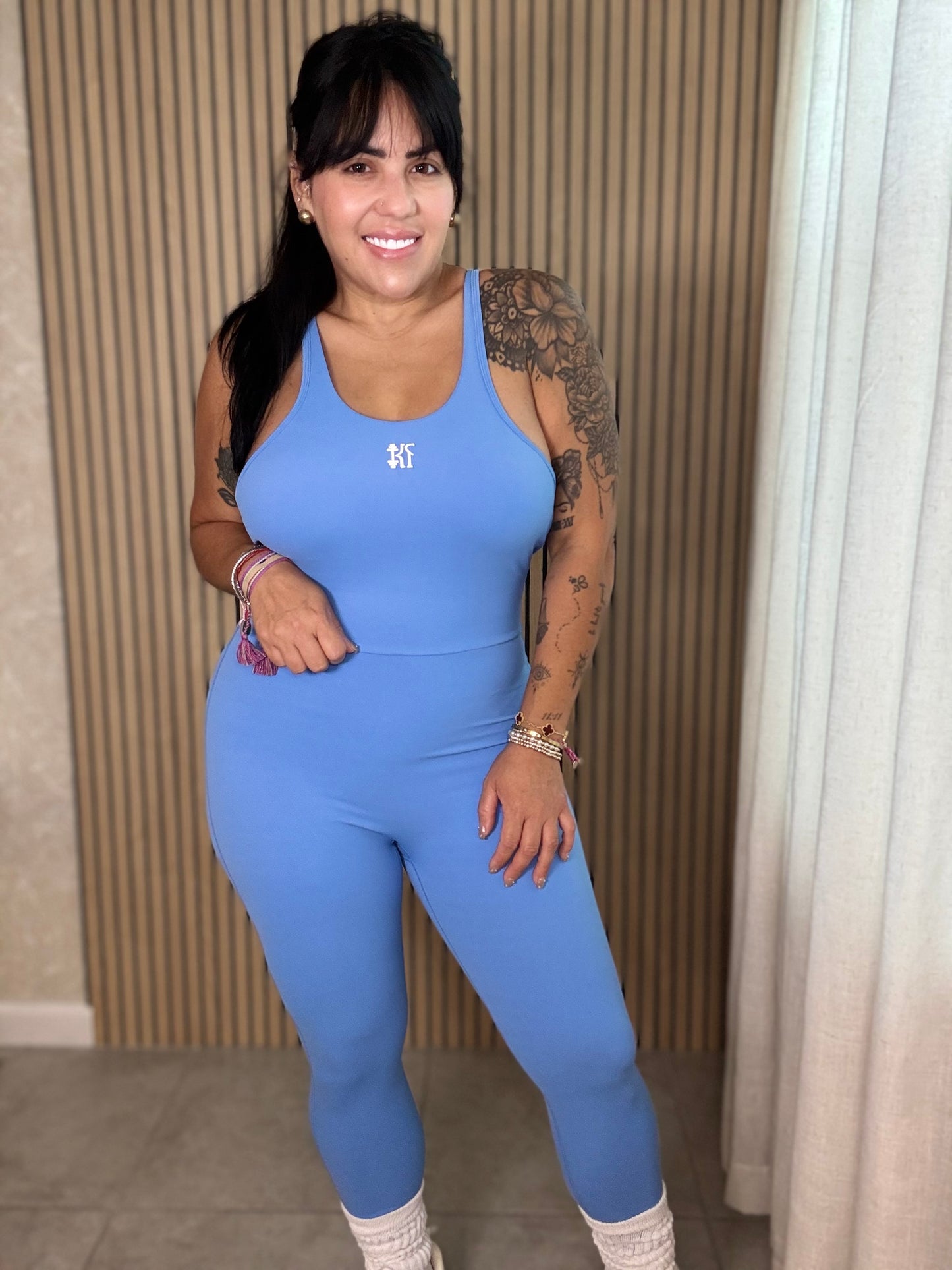 Mayra Bodysuit (3/4 leg) in Blue