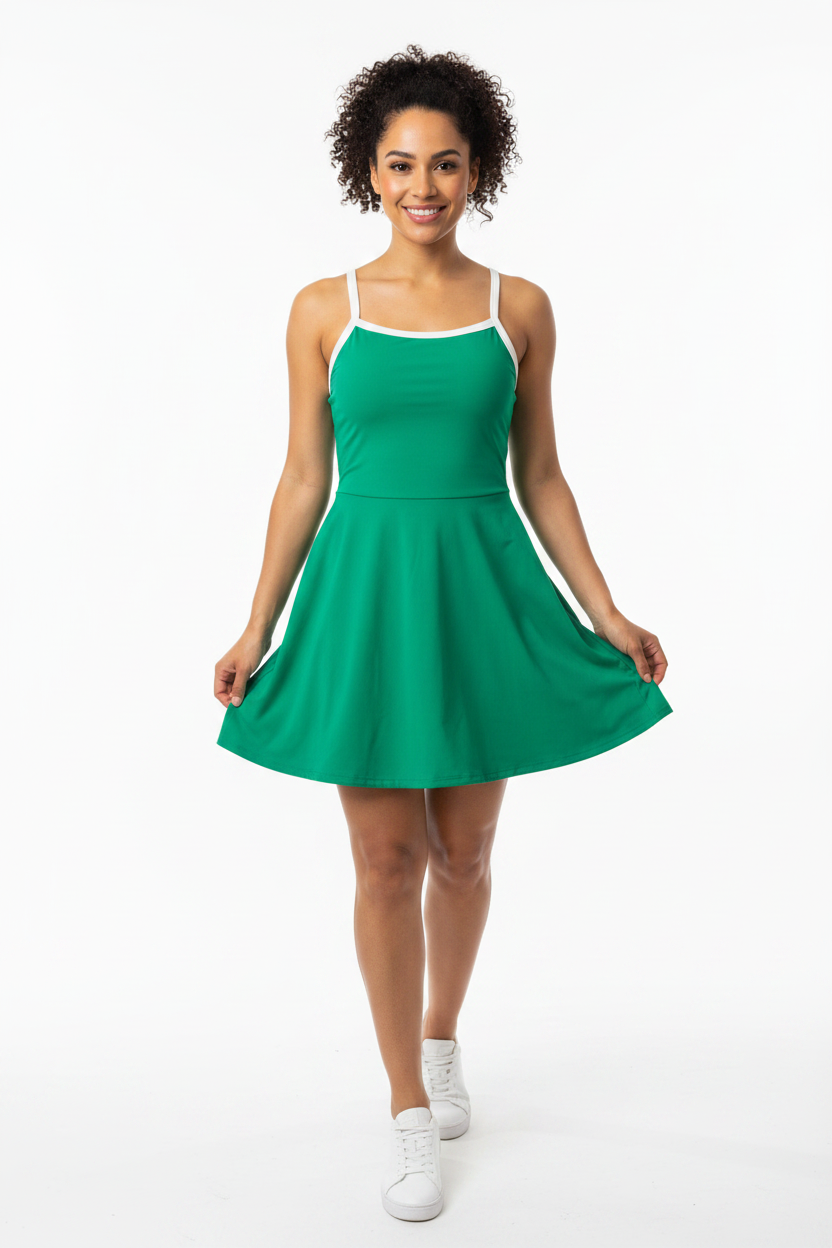 Elaine Skort Dress in Emerald Green