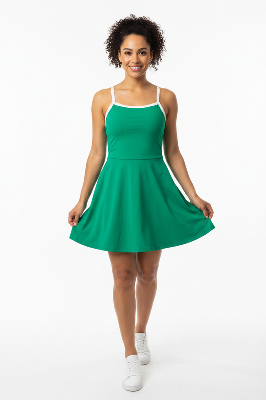 Elaine Skort Dress in Emerald Green