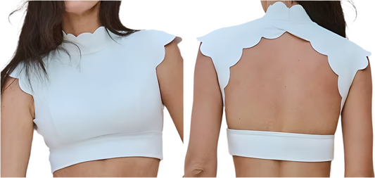 NEW- Paris Short Sleeve Sport Bra ( OPEN BACK )- White