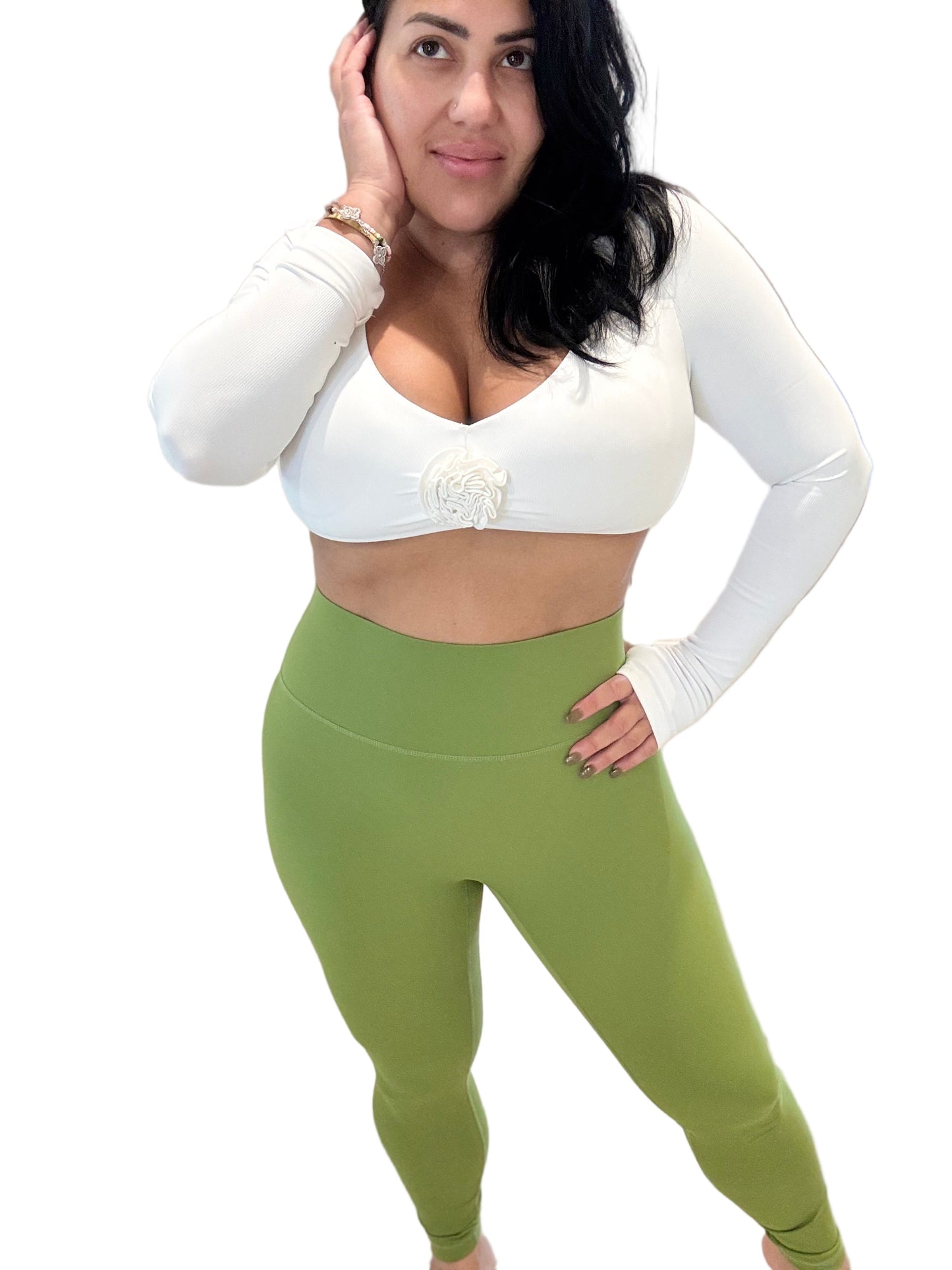 High Waist /Super Stretch in Light Olive Green