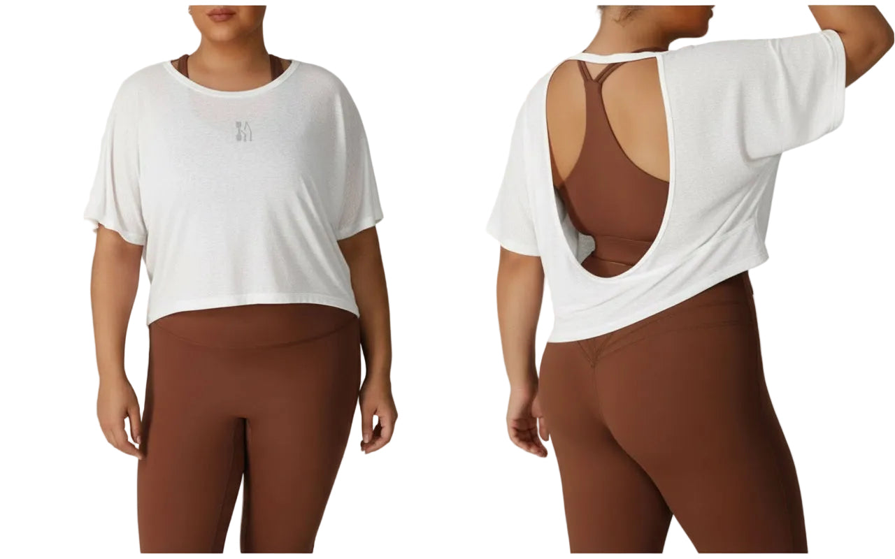 Debbie Open Back Flow Tee - White -Plus Size