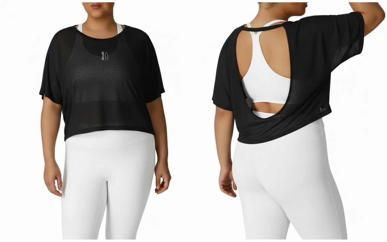 Debbie Open Back Flow Tee- Black - Plus Size