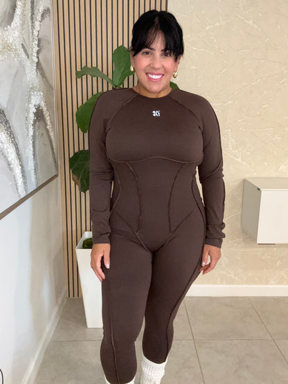 Sofia Silhouette Bodysuit- Brown
