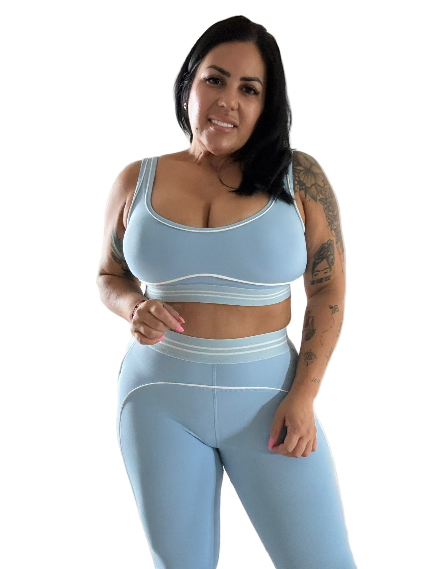 Daisy High Waist Heart Set- Light Blue