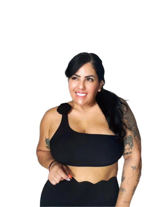Cindy- One Shoulder Sport Bra ( Black & White )